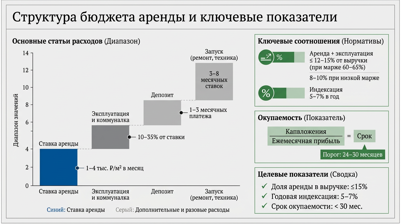 Структура бюджета аренды и ключевые показатели